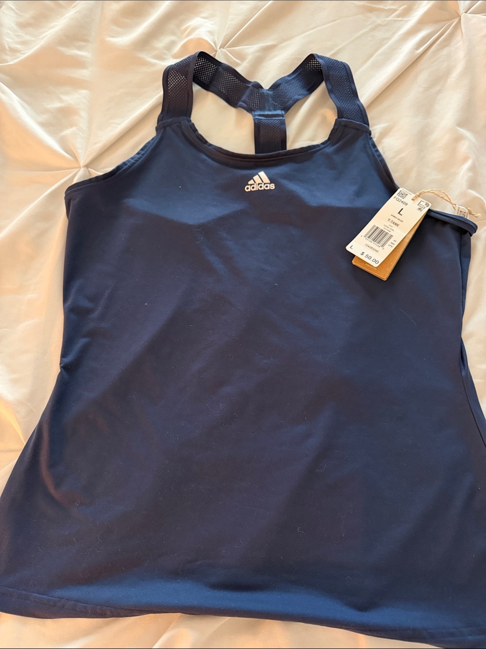 adidas Navy Athletic Racerback Muscle Tank